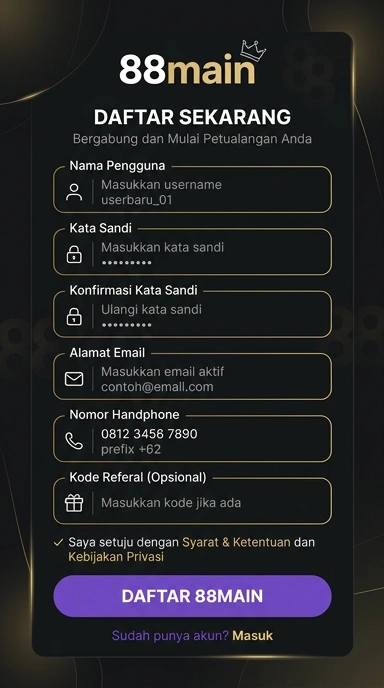 Cara Daftar Akun Baru 88main untuk Pengguna Android