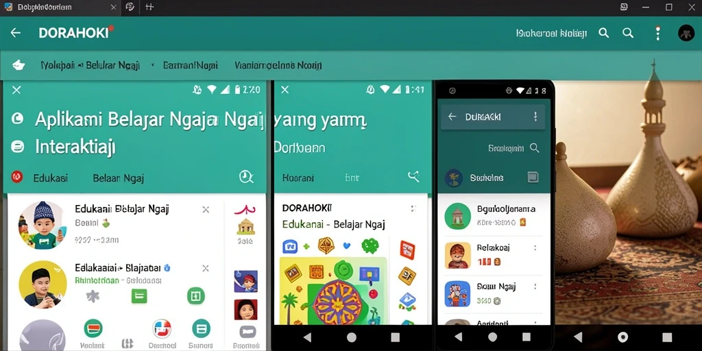 Tampilan antarmuka aplikasi DORAHOKI untuk Belajar Ngaji yang user-friendly.