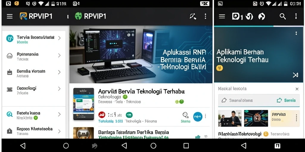 Screenshot utama RPVIP1 menampilkan antarmuka berita teknologi.