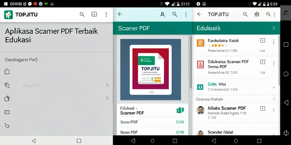 Tampilan antarmuka pengguna aplikasi TOPJITU untuk Scanner PDF.